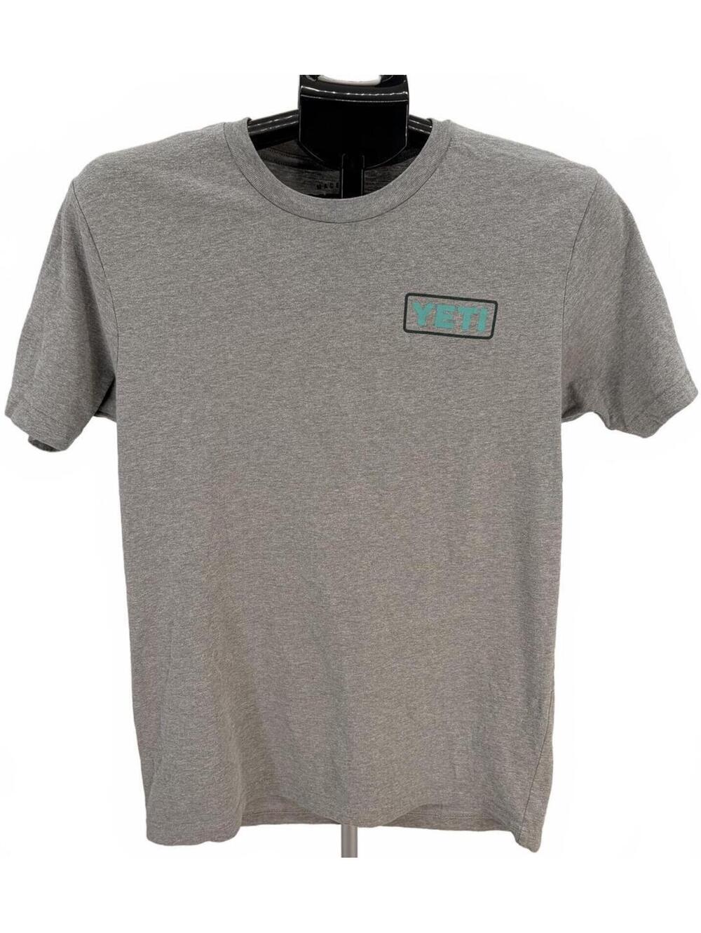 YETI Men's Small Gray Logo Graphic T-Shirt Cotton Polyester Blend